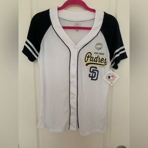 San Diego Padres MLB Genuine Merchandise Jersey Top Button Front M NWT White